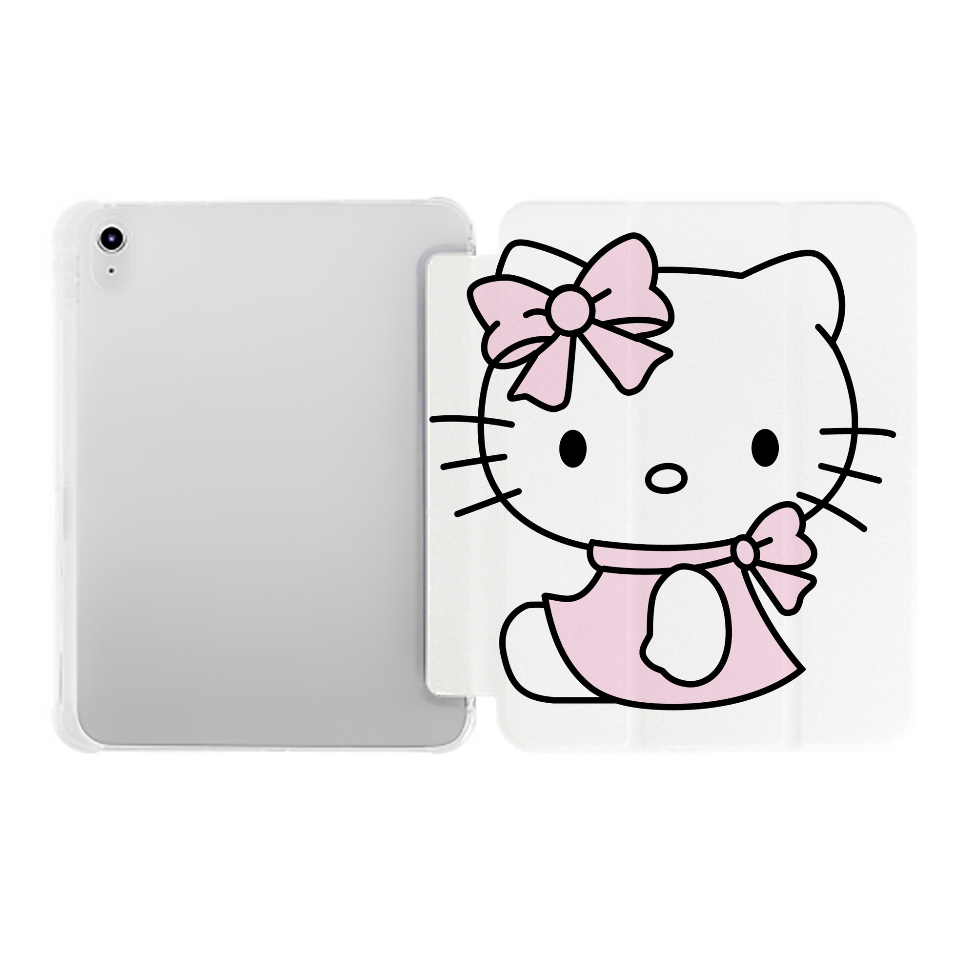 （画像用） Hello Kitty ハローキティ IPad ケース ペン収納付き 三つ折りスタンド PUレザー×シリコン 対応機種9.5/10.5/10.9インチ
